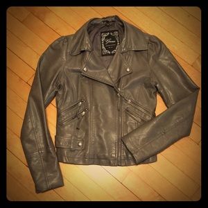 Gray Vegan Leather Jacket